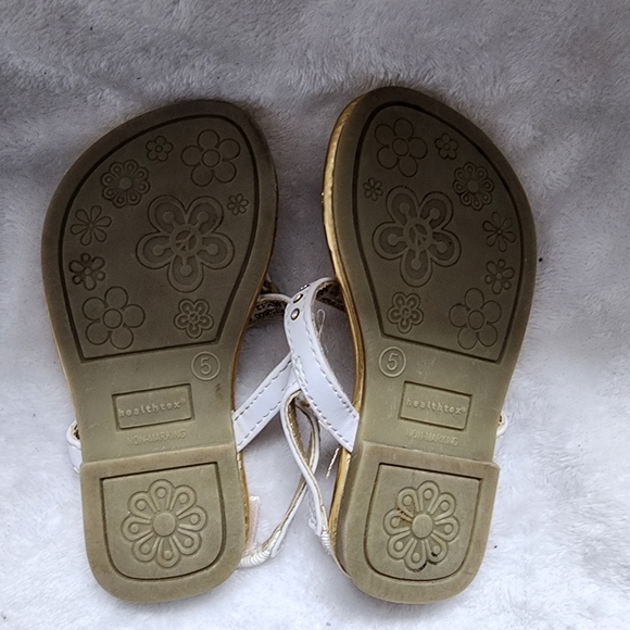 White/Gold Rhinestone Sandals, Girl's 5 - Picture 2 of 6